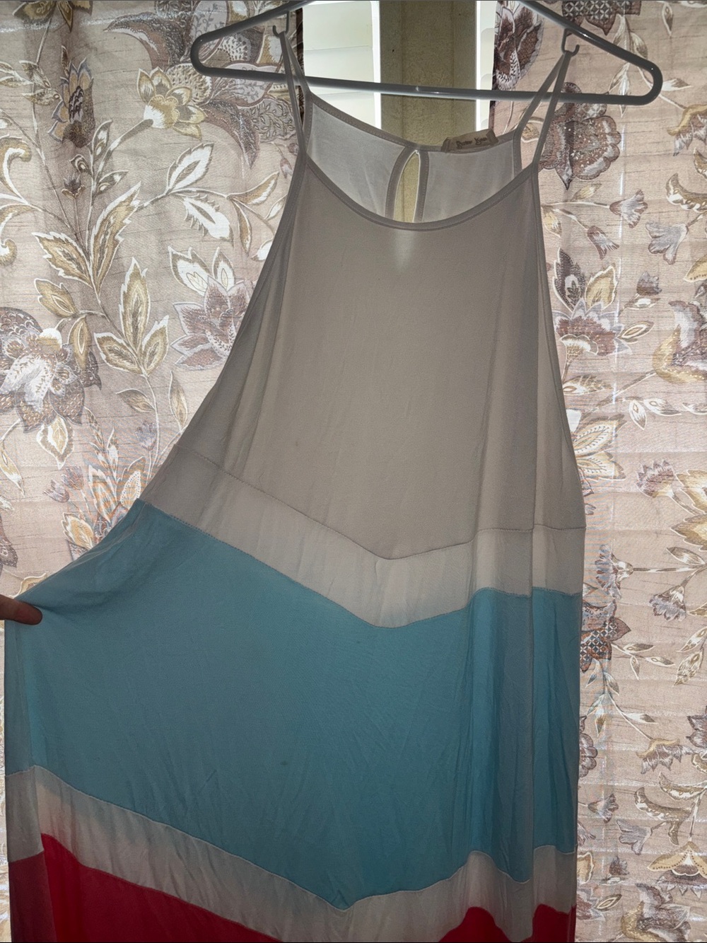 Sleeveless Colorblock Maxi Dress - Teal, Coral, Black | Maxi Multi Color Dress